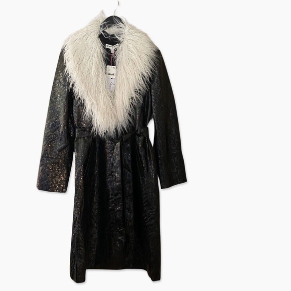 Free People Black Penny Lane Coat Vegan Midnight Train Duster Size M NWT $298 - Picture 6 of 12